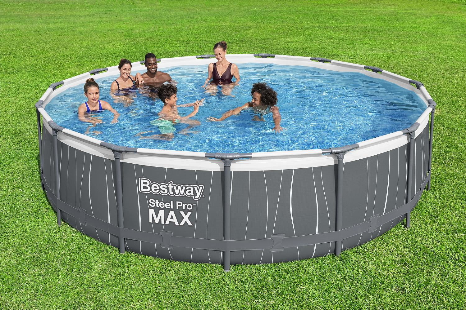 Каркасный бассейн Steel Pro Max 457x107 см, 14970 л, фил.-нас. 3028 л\ч, лестн, тент, подсветка фото 3